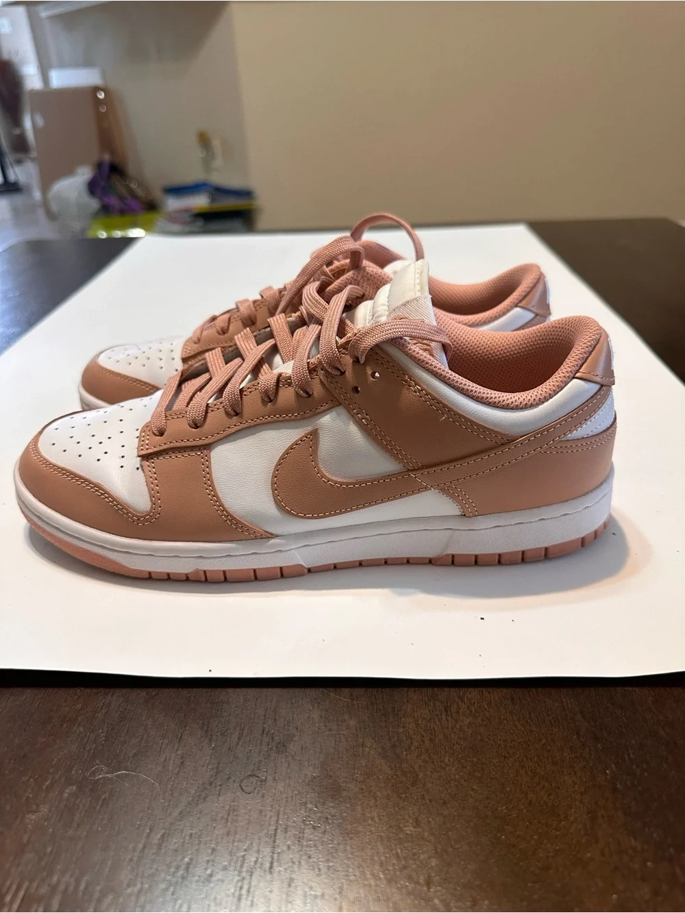 Nike Women's Low-Top Sneakers in White and Peach
